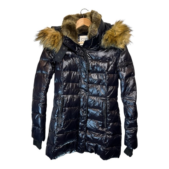S13 Faux Fur Trim Down Puffer Jacket - Picture 2 of 7